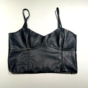 Black Faux Leather Bustier Top